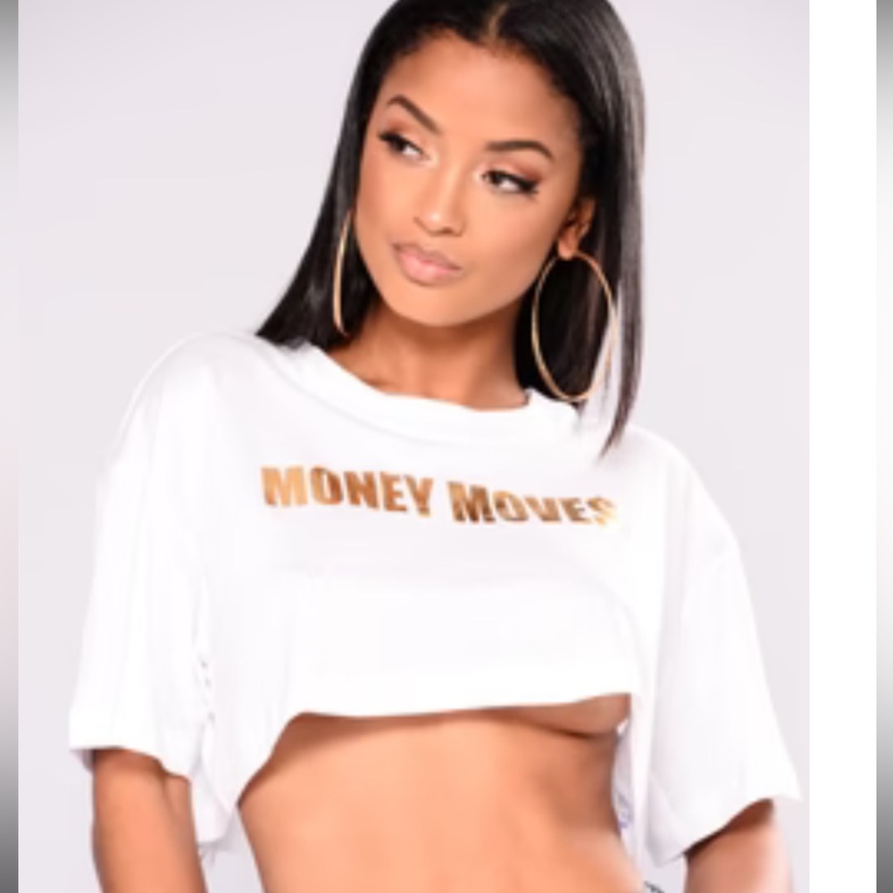 Fashion Nova “Money Moves” Crop Top - White Size Small